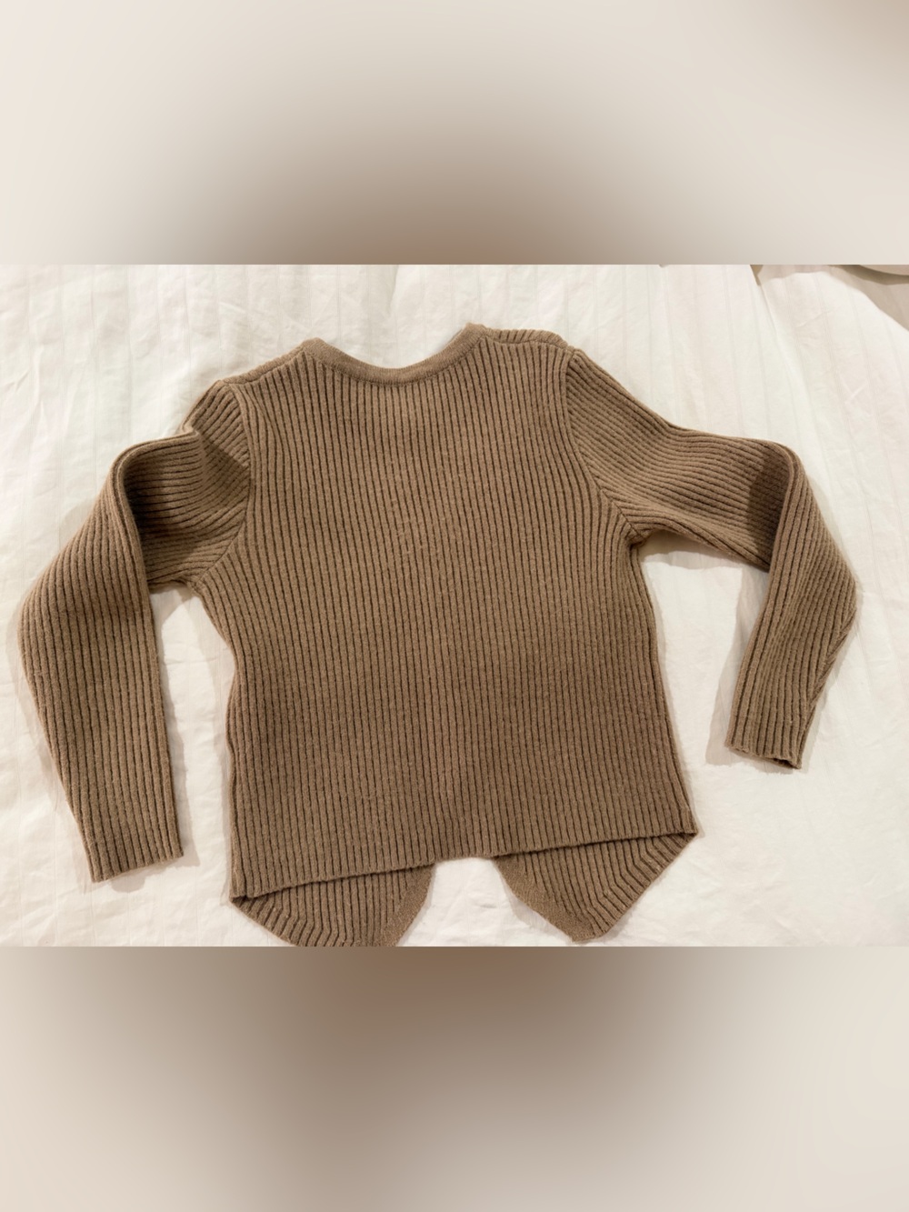 Commense ‘Split Cardigan’ Taupe Ribbed Gold-Button Cardigan - Picture 4 of 6